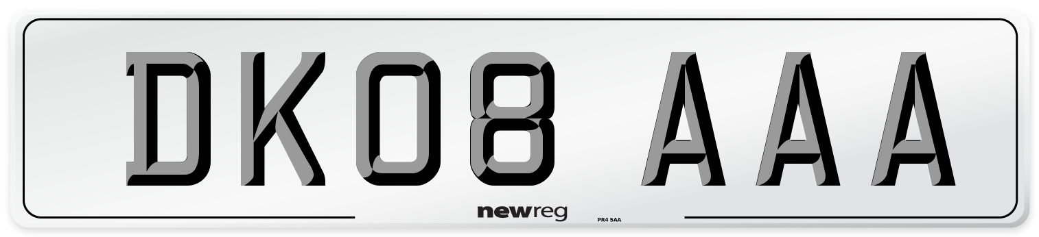 DK08 AAA Number Plate from New Reg